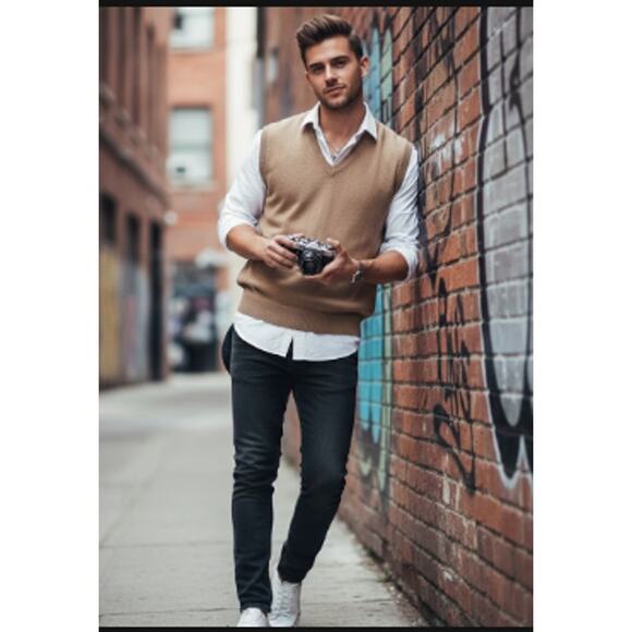 generra collection Other - Generra Collection Ramie Cotton Vest Medium Textured Lightweight Layering Piece